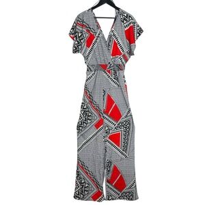 Forever 21 Geometric Print Jumpsuit Boho Statement Retro Resort Vacation Medium